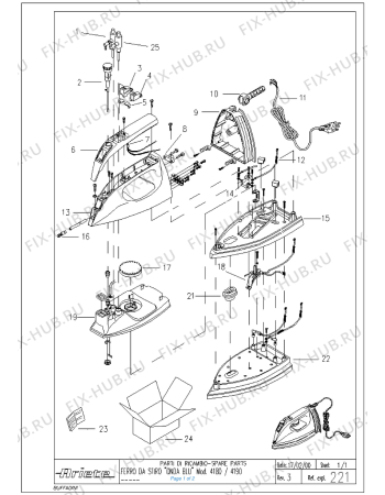 Схема №1 ONDA BLU TEFLON JASHANMAL с изображением Помпа (насос) для электроутюга ARIETE AT604990400