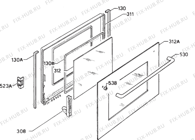 Взрыв-схема плиты (духовки) Zanussi Z984X1 - Схема узла Door 003