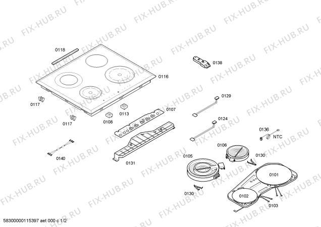 Схема №2 EH755501E с изображением Стеклокерамика для электропечи Siemens 00473100