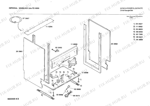 Схема №3 GS964 с изображением Панель для посудомойки Bosch 00270118