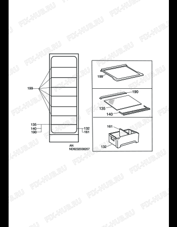 Взрыв-схема холодильника Electrolux ERC37205W - Схема узла C10 Interior