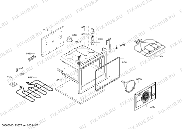 Взрыв-схема плиты (духовки) Bosch HCE723223G - Схема узла 03