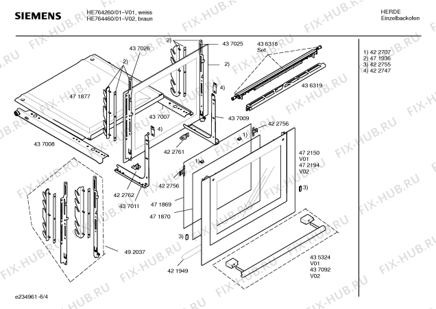 Схема №5 HE764460 IC3 с изображением Фронтальное стекло для духового шкафа Siemens 00472194