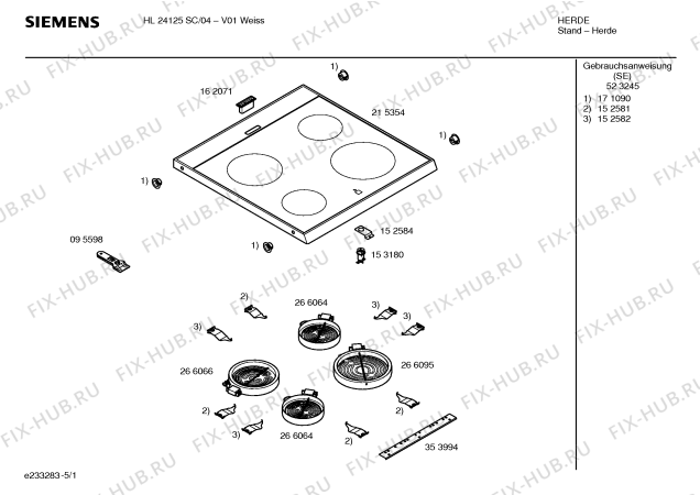 Схема №5 HL24425SC с изображением Инструкция по эксплуатации для духового шкафа Siemens 00523245
