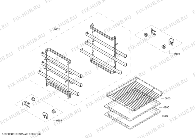 Взрыв-схема плиты (духовки) Bosch HCA744350 - Схема узла 06