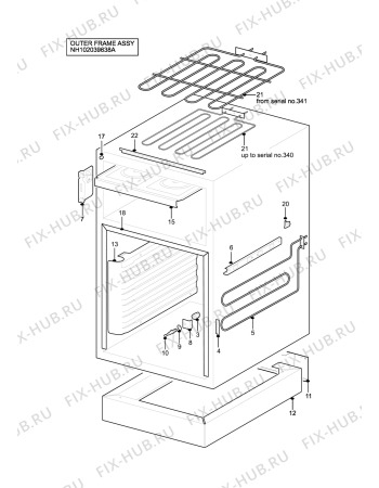 Взрыв-схема плиты (духовки) Tricity Bendix SB200/3W - Схема узла H10 Outer Frame