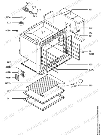 Взрыв-схема плиты (духовки) Voss Electrolux IEL9224-RF  VOSS - Схема узла Oven