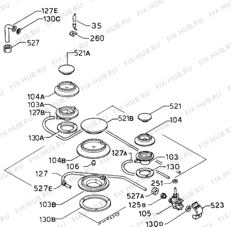 Взрыв-схема плиты (духовки) Zanussi Z41LXI - Схема узла Functional parts 267
