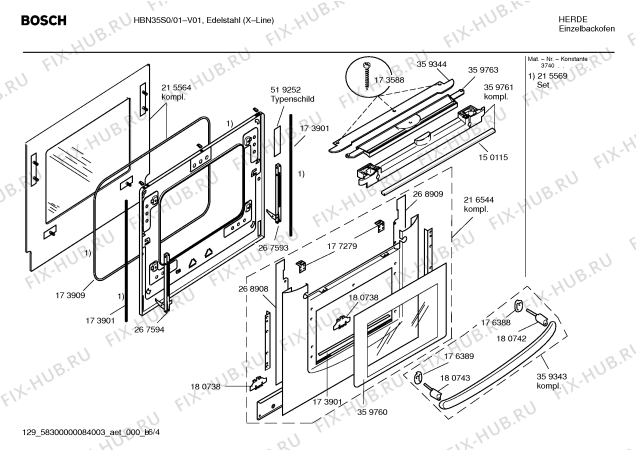 Схема №6 HBN35S0 с изображением Инструкция по эксплуатации для духового шкафа Bosch 00527619