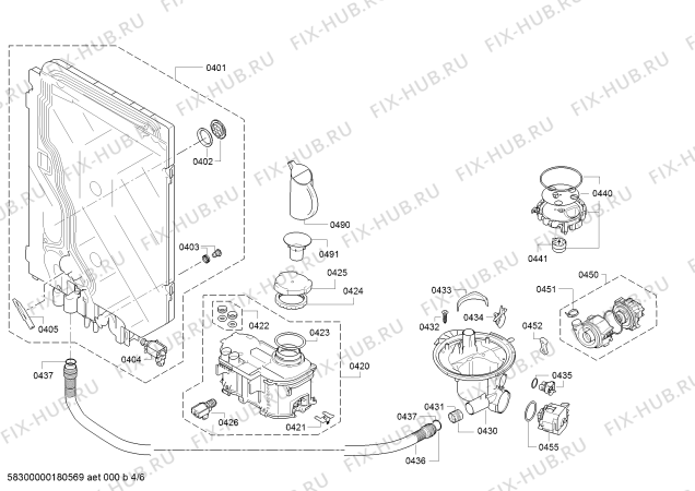 Взрыв-схема посудомоечной машины Siemens SX76N194EU - Схема узла 04
