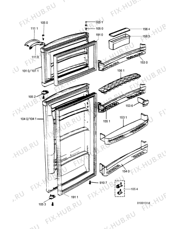 Схема №4 RBF 48/1 с изображением Дверца для холодильной камеры Whirlpool 481241818417