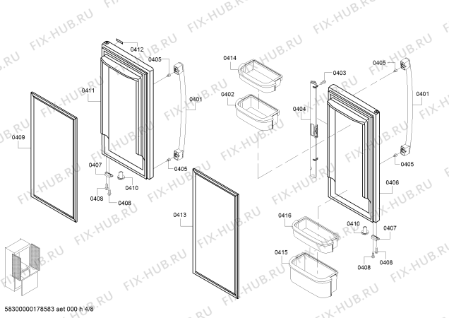 Схема №8 B22FT80SNS с изображением Диспенсер для холодильника Bosch 00798660