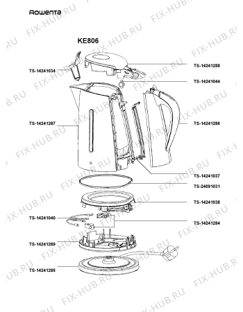 Схема №1 KE816 с изображением Элемент корпуса для чайника (термопота) Rowenta TS-14241287