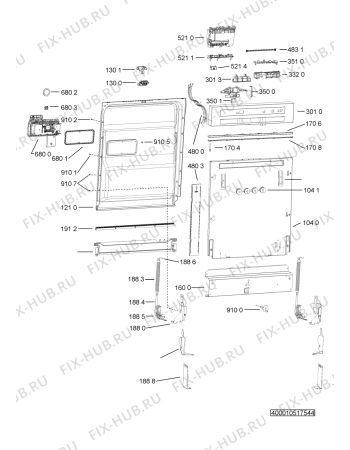 Схема №4 ADG 7653 A+ NB с изображением Панель для посудомоечной машины Whirlpool 481010502036
