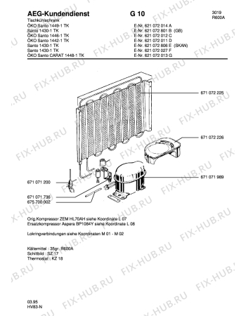 Взрыв-схема холодильника Aeg SAN1448 TK - Схема узла Refrigerator cooling system