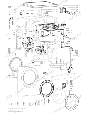Схема №1 WA 800/2 601 505 с изображением Тумблер для стиралки Whirlpool 481228219468