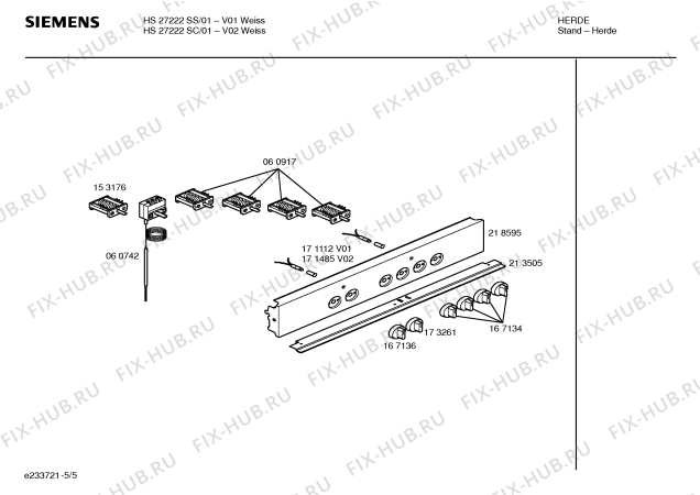 Взрыв-схема плиты (духовки) Siemens HS27222SS - Схема узла 05
