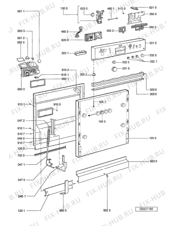 Схема №2 ADG 698 IX с изображением Панель для электропосудомоечной машины Whirlpool 481245373495