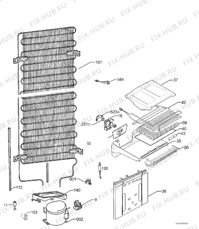 Взрыв-схема холодильника Husqvarna Electrolux QT4401RW - Схема узла Cooling system 017