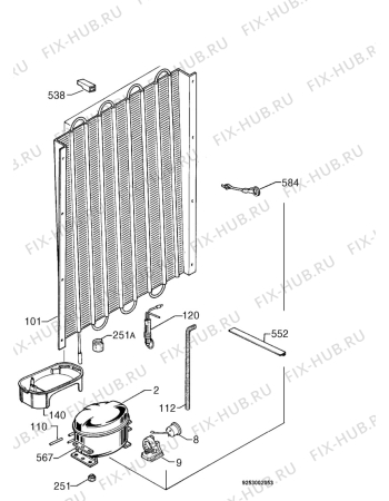 Взрыв-схема холодильника Zanussi ZKR59/39R - Схема узла Cooling system 017