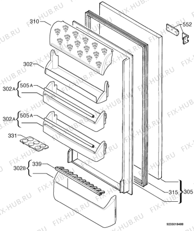 Взрыв-схема холодильника Zanussi ZBA5224 - Схема узла Door 003