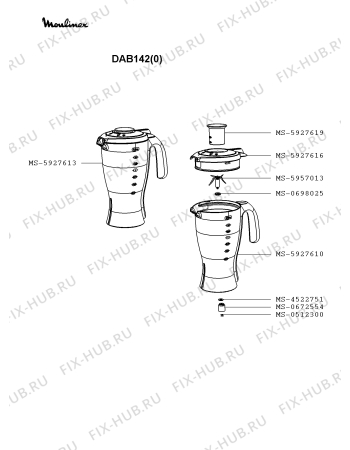 Взрыв-схема блендера (миксера) Moulinex DAB142(0) - Схема узла DP002542.9P2