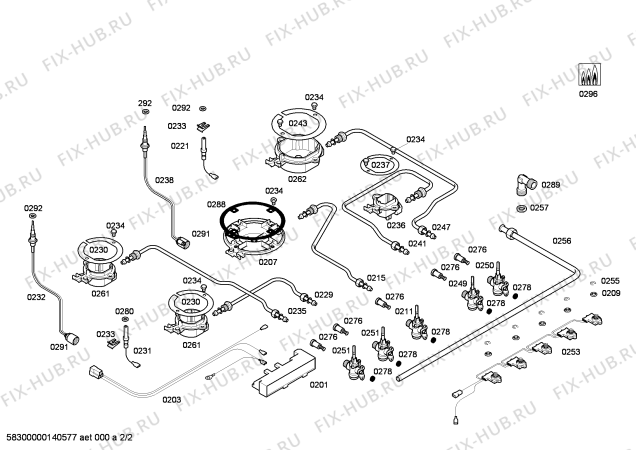 Схема №2 3ETG397B с изображением Варочная панель для духового шкафа Bosch 00683142