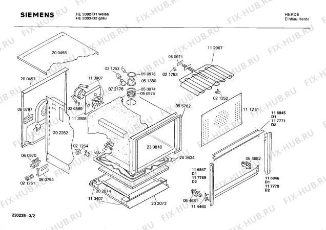 Взрыв-схема плиты (духовки) Siemens HE3303 - Схема узла 02