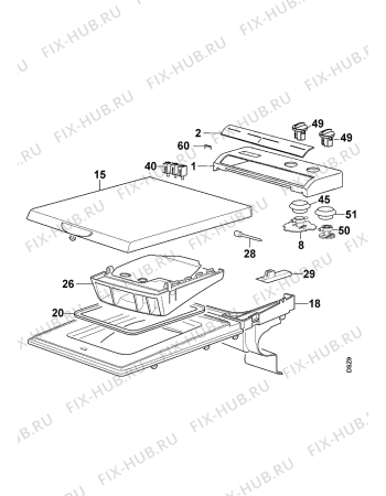 Взрыв-схема стиральной машины Elektro Helios TT8018 - Схема узла Control panel and lid