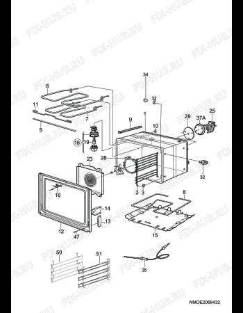 Взрыв-схема плиты (духовки) Electrolux EKC7153 - Схема узла H10 Main Oven Cavity (large)