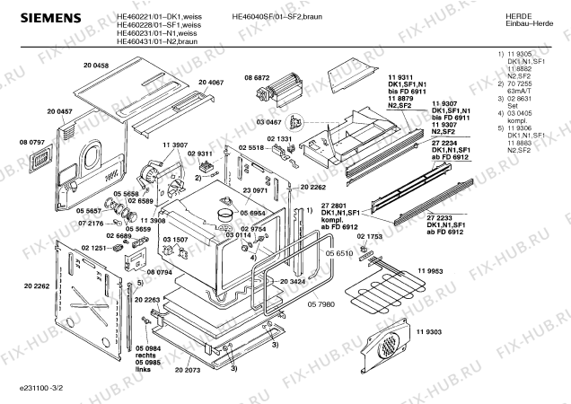 Взрыв-схема плиты (духовки) Siemens HE4604SF - Схема узла 02