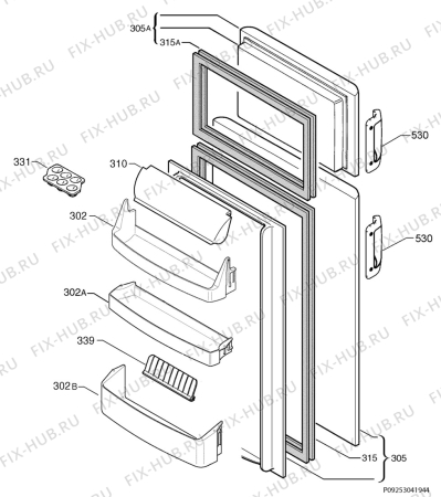 Взрыв-схема холодильника Rex Electrolux RRD34397X - Схема узла Door 003