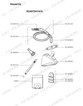 Взрыв-схема пылесоса Rowenta RO407541/410 - Схема узла VP002710.3P2
