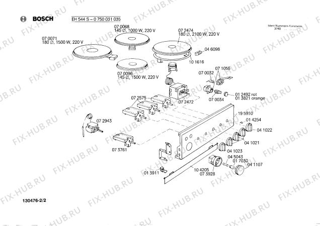 Взрыв-схема плиты (духовки) Bosch 0750031035 EH544S - Схема узла 02