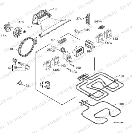 Взрыв-схема плиты (духовки) Privileg 00885752_61363 - Схема узла Electrical equipment 268