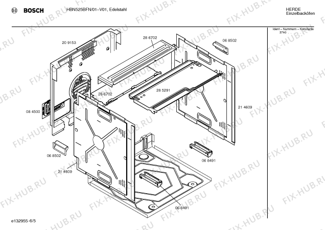 Схема №6 HEN355ACC с изображением Набор кнопок для плиты (духовки) Bosch 00069235