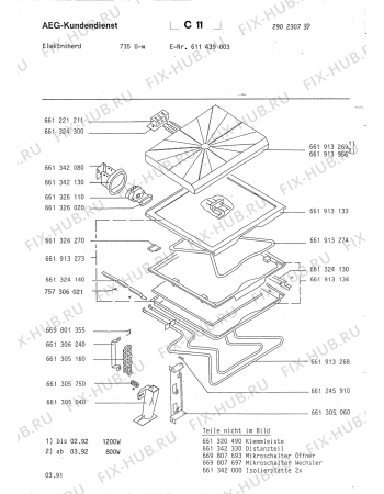 Взрыв-схема плиты (духовки) Aeg 735 U W - Схема узла Section3
