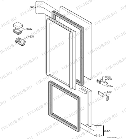 Взрыв-схема холодильника Rex Electrolux FI22/10DA - Схема узла Door 003