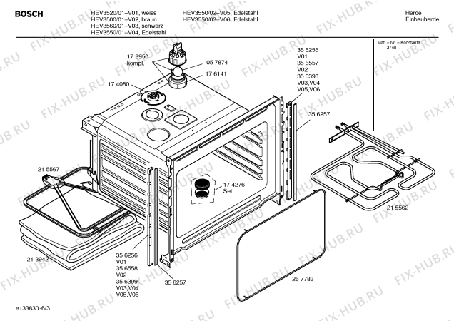 Схема №6 HEV5720EU с изображением Панель управления для плиты (духовки) Bosch 00360760