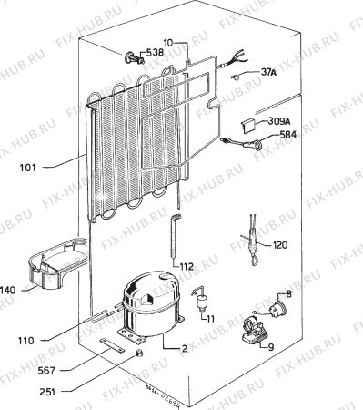 Взрыв-схема холодильника Frigidaire RF2252 - Схема узла Cooling system 017