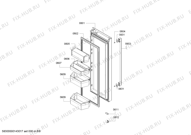 Схема №8 B26FT70SNS с изображением Крепеж для холодильника Bosch 00620802