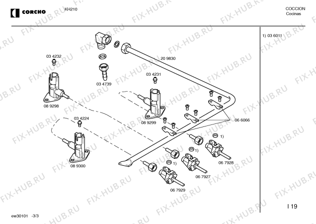 Взрыв-схема плиты (духовки) Corcho KH210 - Схема узла 03