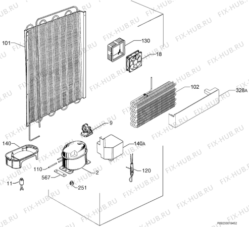 Взрыв-схема холодильника Kuppersbusch IKEF329-0 - Схема узла Cooling system 017