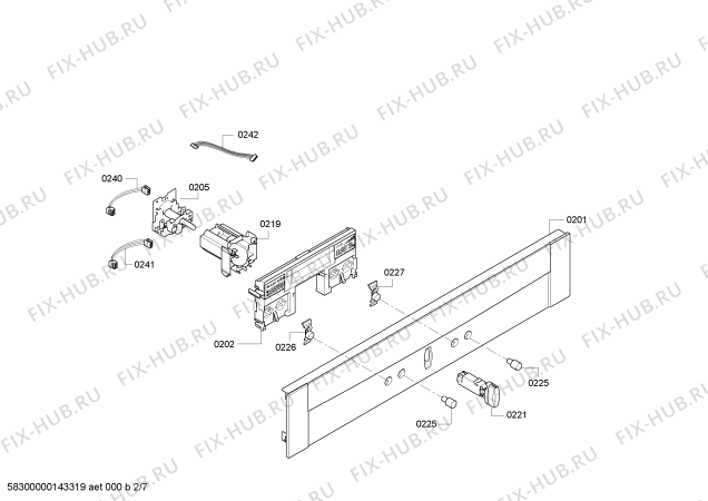 Схема №7 B46E74N0 с изображением Панель управления для плиты (духовки) Bosch 00671578