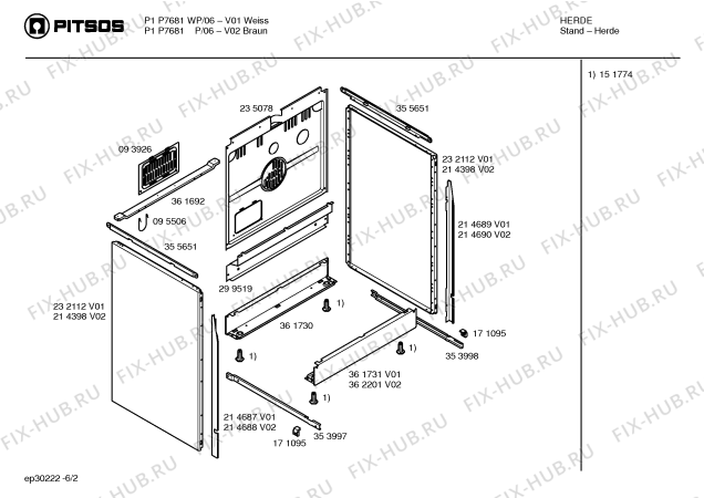 Схема №6 P1PC7687P с изображением Ручка конфорки для духового шкафа Bosch 00171131