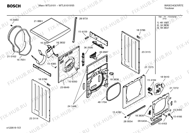 Схема №5 WTL6101II Maxx WTL6101 с изображением Инструкция по установке и эксплуатации для сушильной машины Bosch 00588918