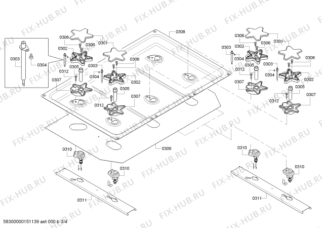 Схема №4 PCG304G с изображением Соединительный кабель для плиты (духовки) Bosch 00653141
