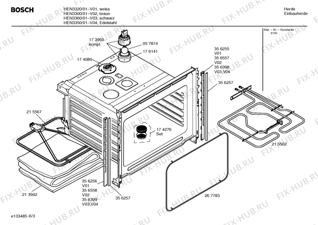 Схема №6 HEN3350 с изображением Инструкция по эксплуатации для электропечи Bosch 00526245