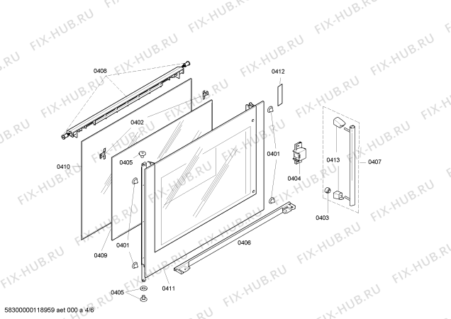 Взрыв-схема плиты (духовки) Bosch HBN53L551 - Схема узла 04