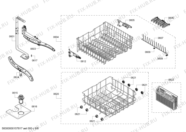 Взрыв-схема посудомоечной машины Bosch SHX43RL5UC SilencePlus 48 dBA - Схема узла 06